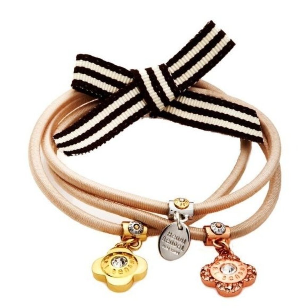 Henri Bendel Trio petal hair Pony Elastic set NEW WITH TAGS